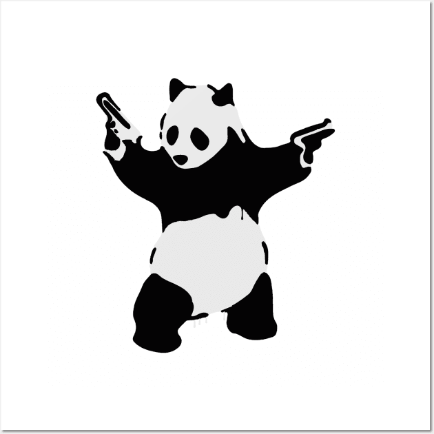 Banksy Pandamonium Armed Panda Wall Art by elijahgerards